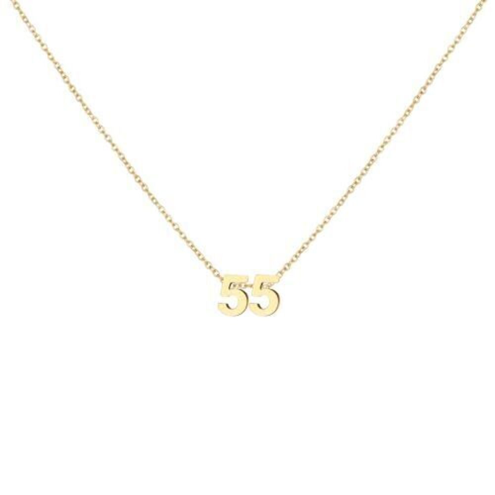 3303 18K Gold Plated Number 55 Necklace Dainty Pendant Chain Necklace